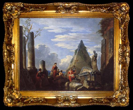 framed  Giovanni Paolo Pannini Roman Ruins with Figures, ta009-2